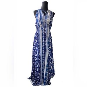 Anthropologie Blue and White Maxi Dress